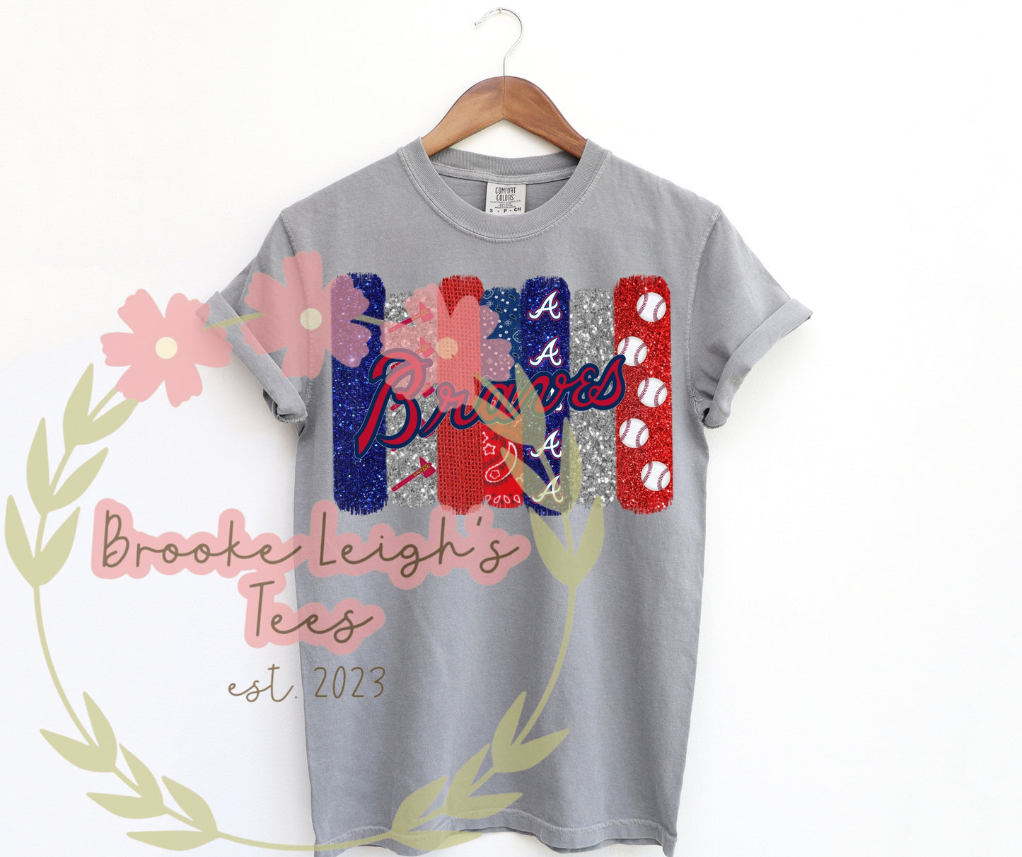 Braves Faux Glitter Paint Streaks Youth