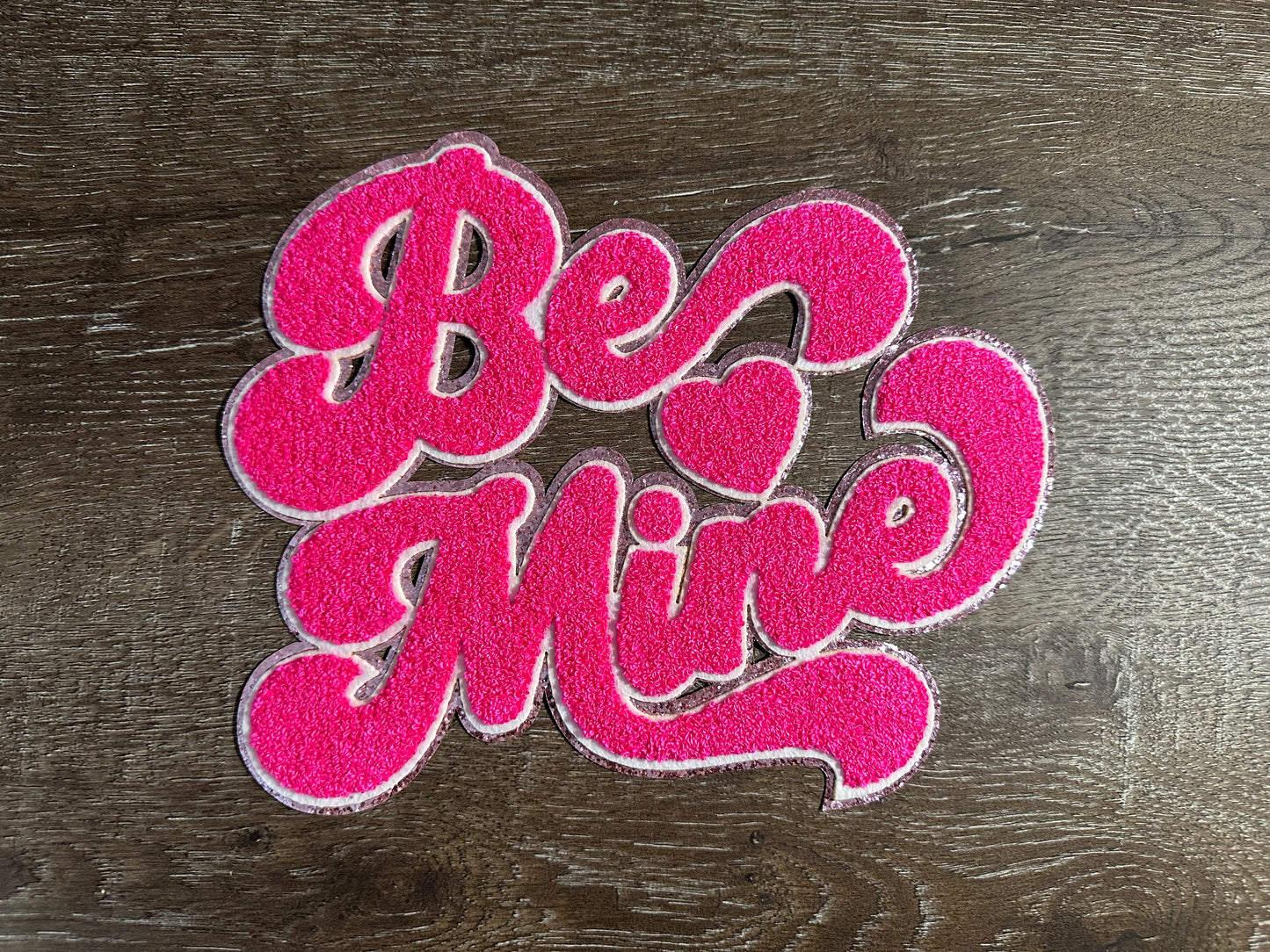 Hot Pink Be Mine Chenille Crewneck