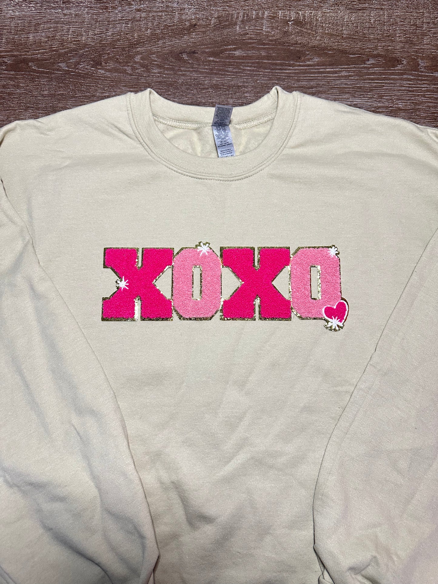 XOXO Hot and Light Pink Chenille Crewneck