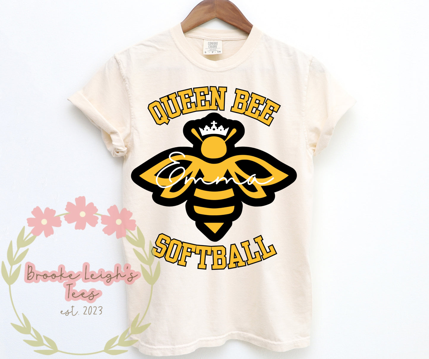 Queen Bee Softball Custom Cursive Name Youth