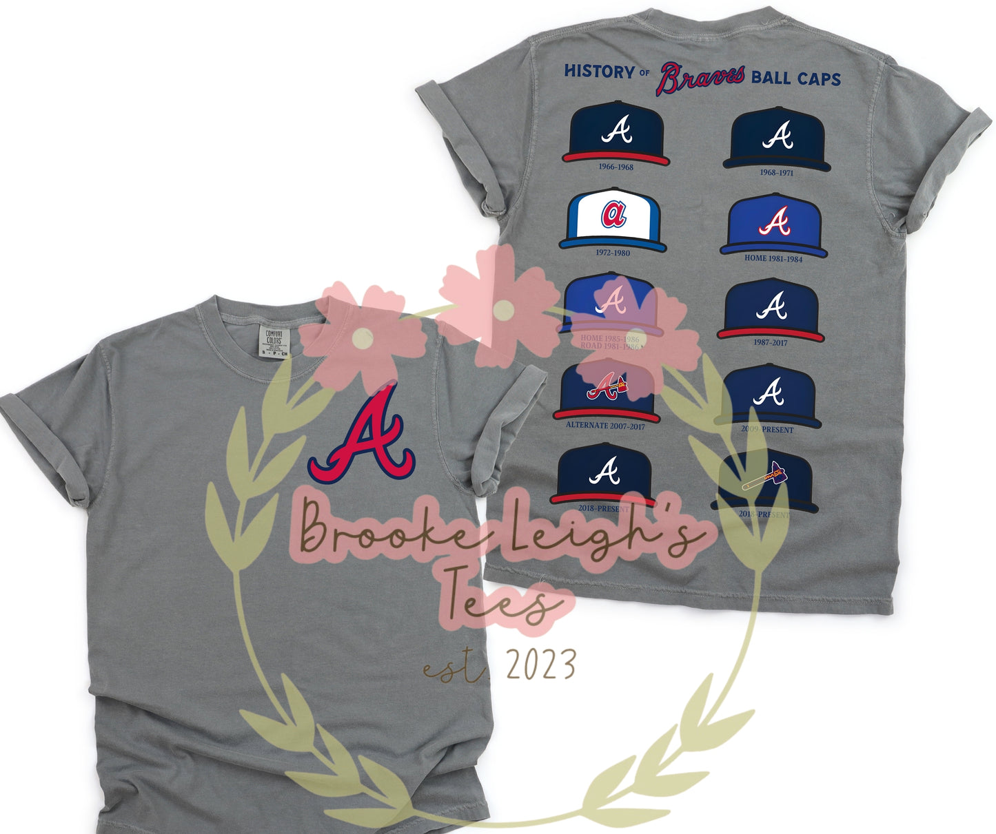 History Of Braves Ball Caps With Dates (front & back) Adult