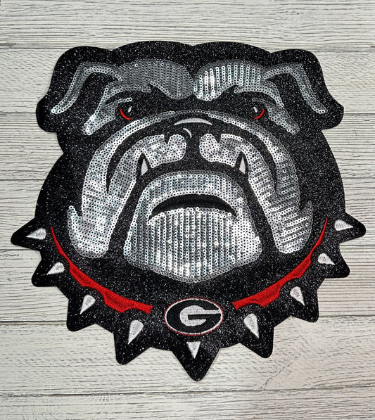 Sequin Bulldog Head 10”