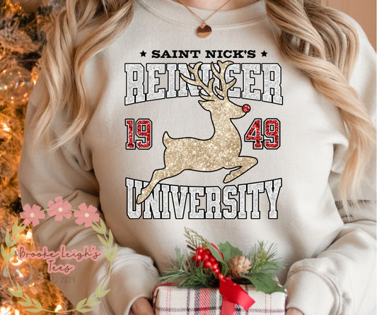 Reindeer University Faux Glitter