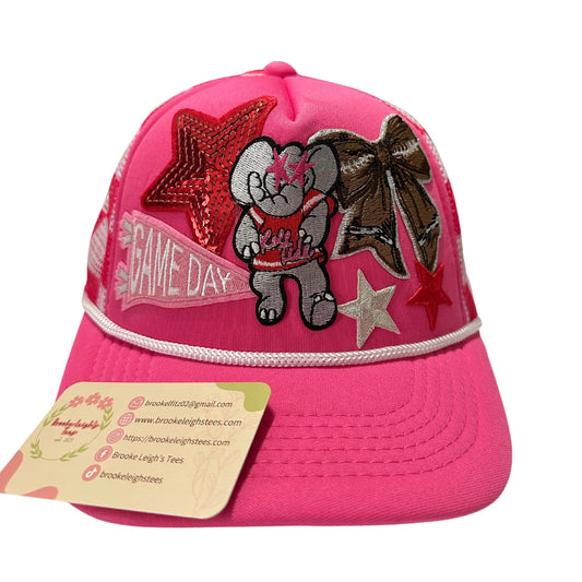 Pink Check Bama Trucker Hat