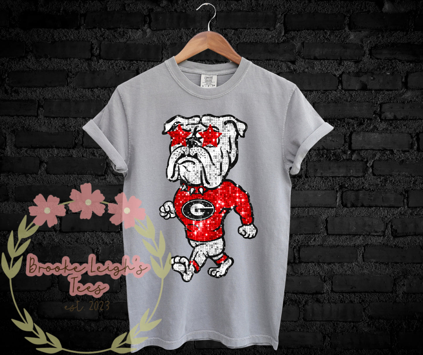 Bulldog Mascot Faux Sequin Youth