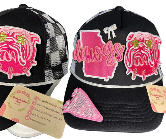 Preppy Georgia Bulldogs Checkered Trucker Hat