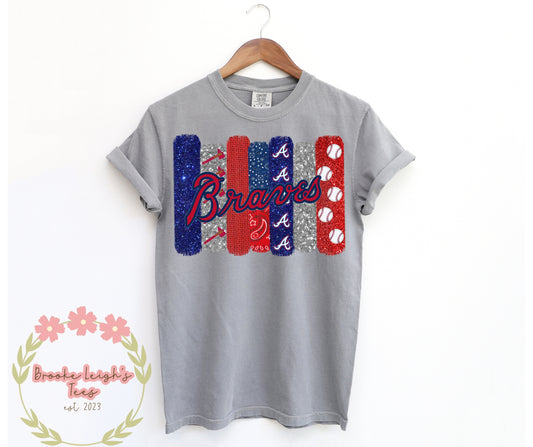 Braves Paint Streaks Faux Glitter DTF Transfer