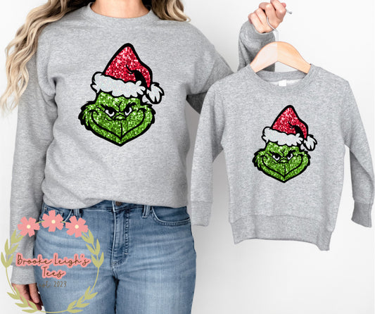 Grinch Faux Glitter Red