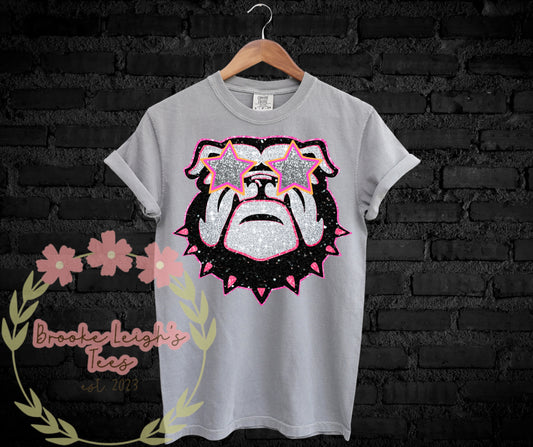 Preppy Faux Glitter Bulldog Youth