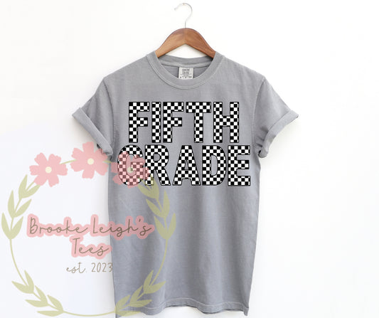 Fifth Grade Checkered Print Adult