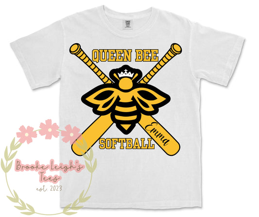 Queen Bee Softball Custom Name Youth