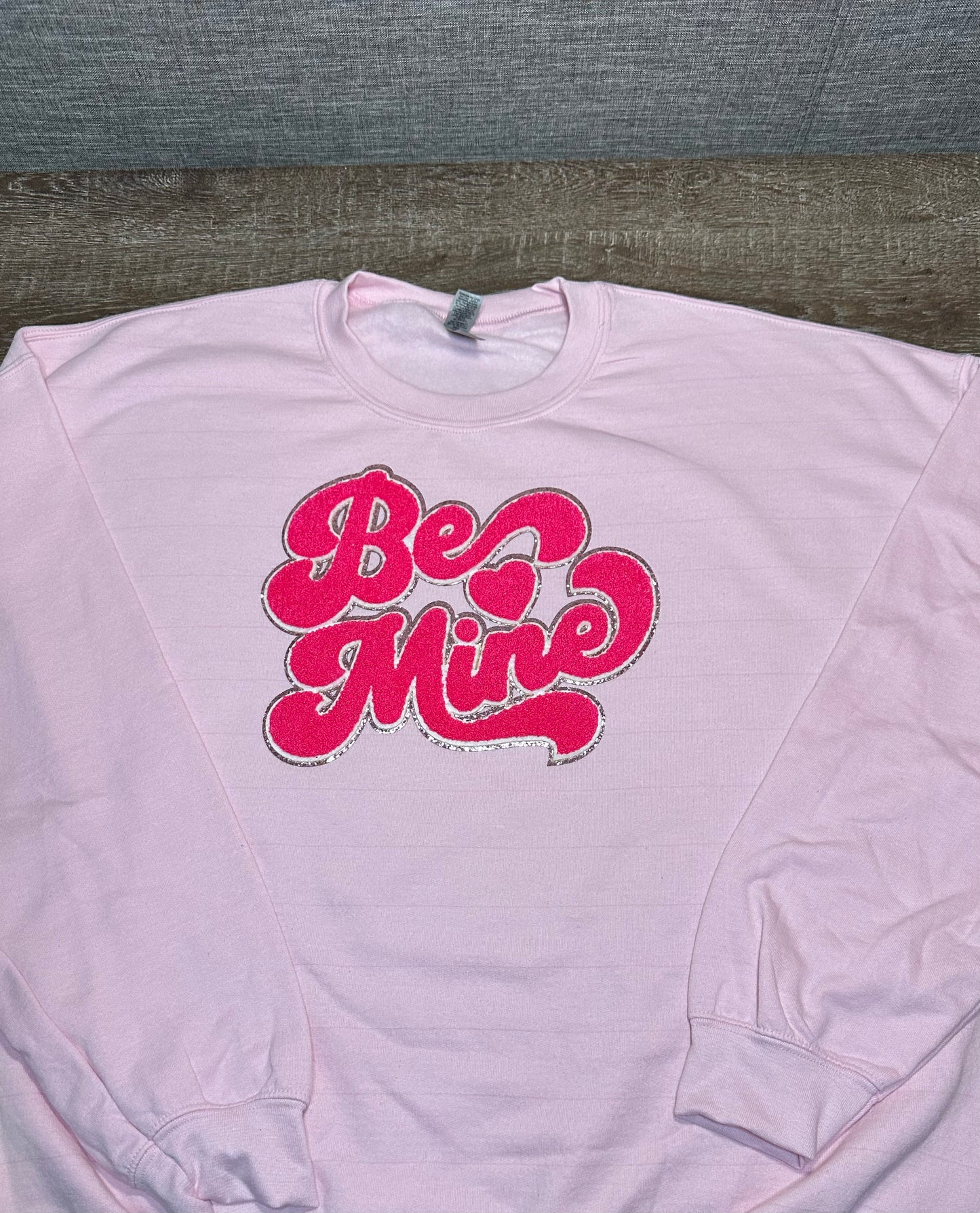 Hot Pink Be Mine Chenille Crewneck