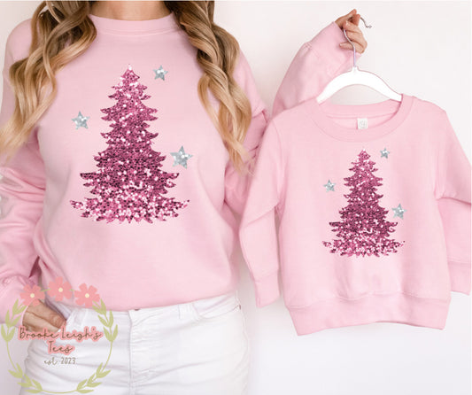 Pink Tree Faux Sequins