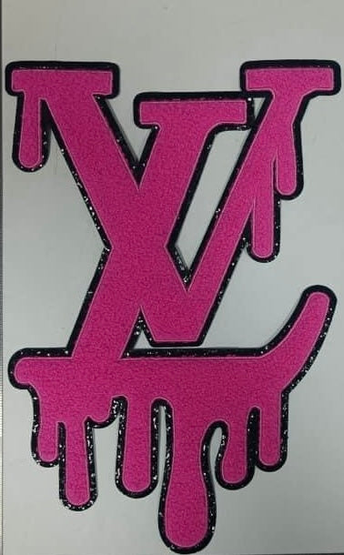 Pink LV Drip Chenille 11” Patch