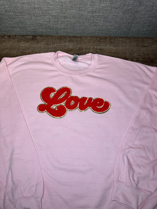 Red Love Chenille Crewneck