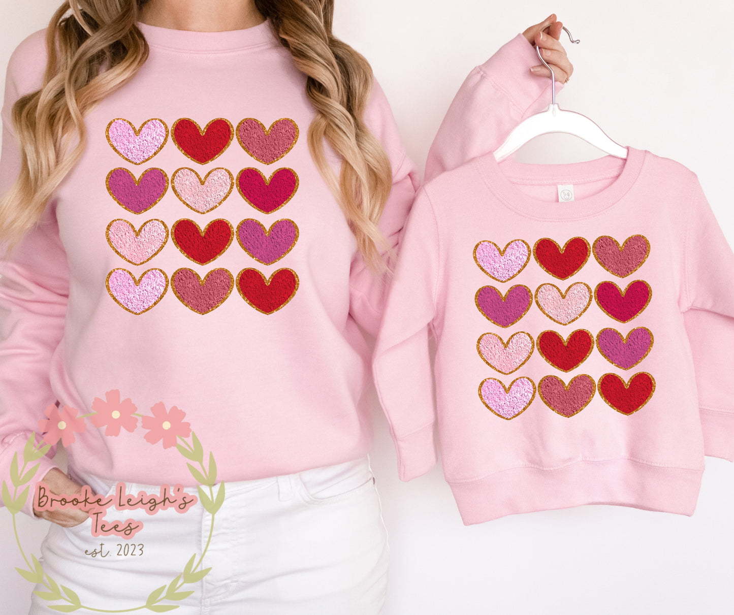 Hearts Faux Chenille Patch