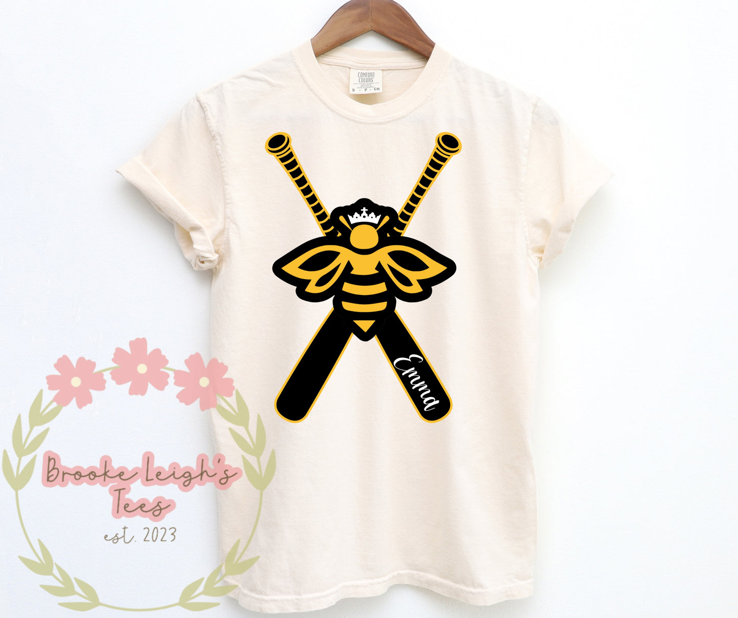 Queen Bee Softball Black Bats Custom Name Adult