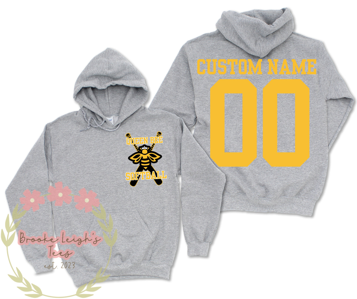 Queen Bee Logo With Bats Custom (front & back) Youth
