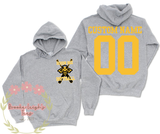 Queen Bee Logo With Bats Custom (front & back) Youth